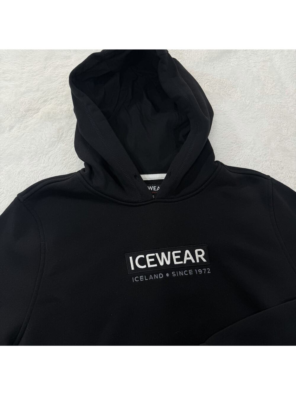 Hvalfjordur Icewear Unisex Hoodie Sweatshirt Black White Logo Adult Small